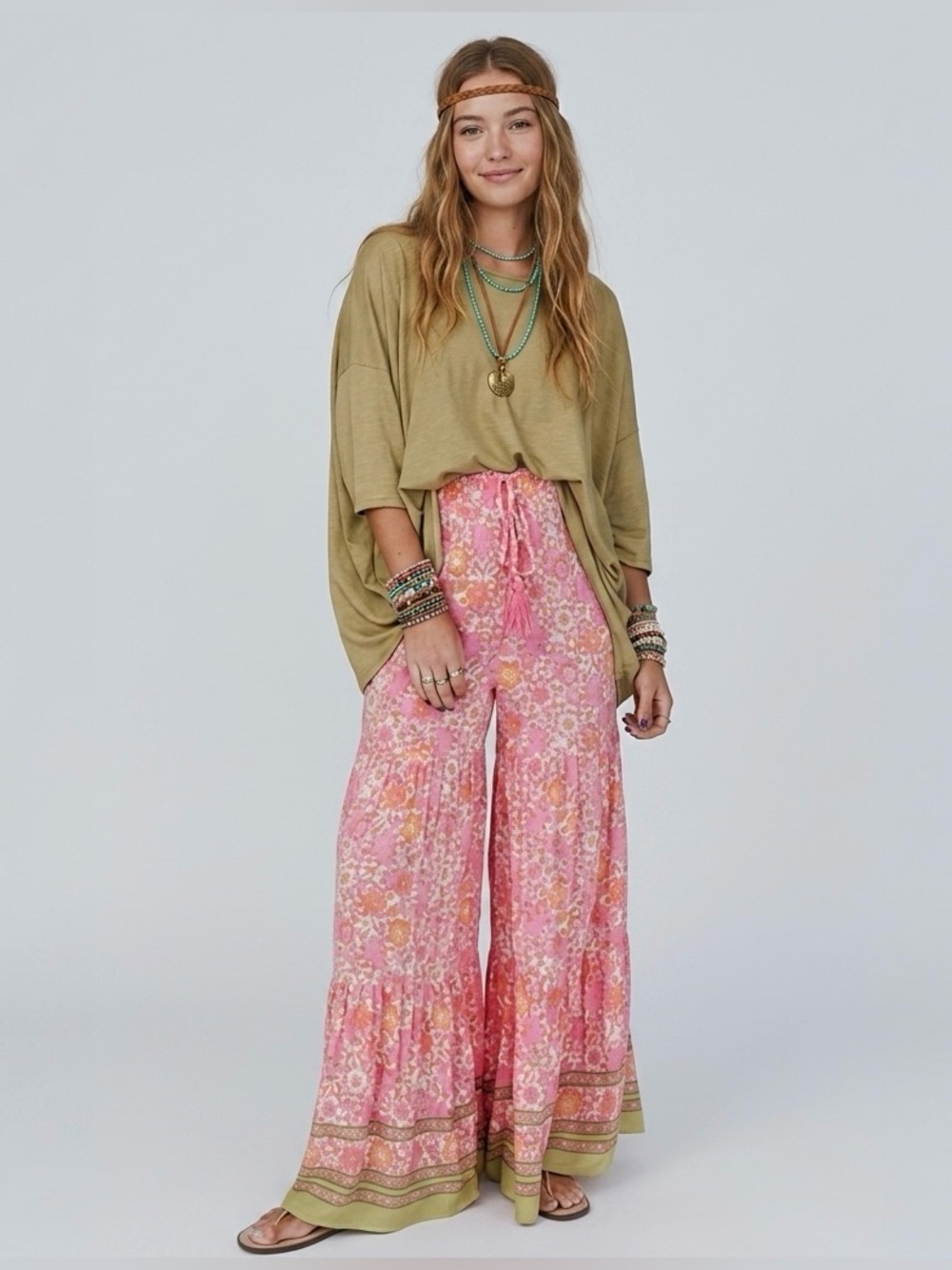 Floral Print Wide Leg Pants